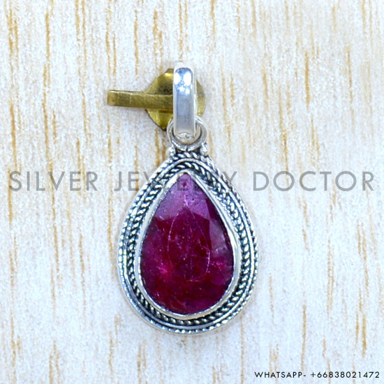 Ruby 925 Sterling Silver Pendant (SJWP-1118)