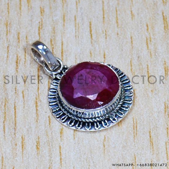 Ruby 925 Sterling Silver Pendant (SJWP-1119)