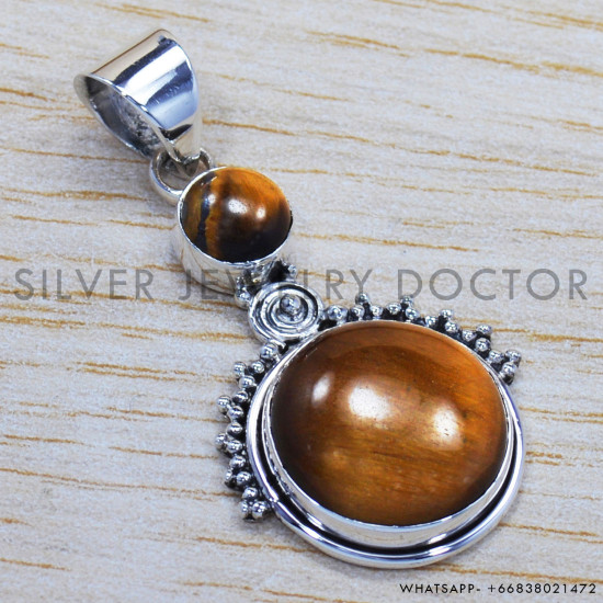 Tiger Eye 925 Sterling Silver Pendant (SJWP-112) Tiger Eye 925 Sterling Silver Pendant (SJWP-112)