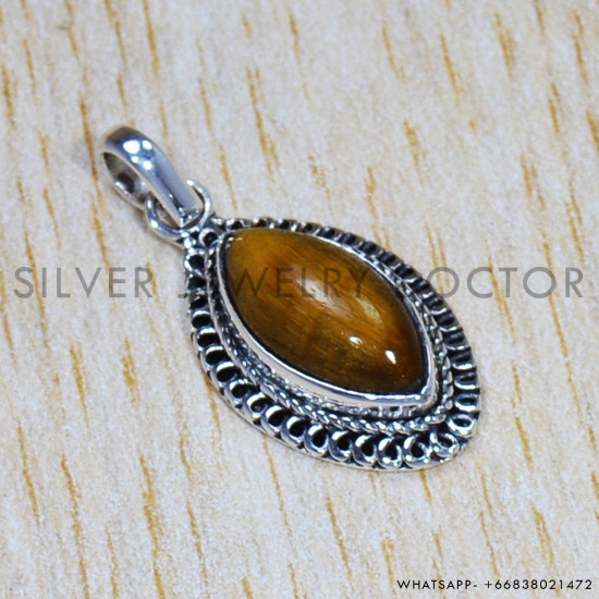 Tiger Eye 925 Sterling Silver Pendant (SJWP-1121)