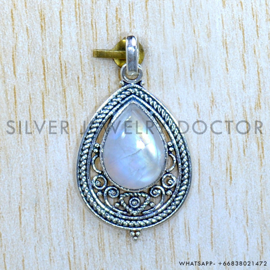 Rainbow Moonstone 925 Sterling Silver Pendant (SJWP-1122)