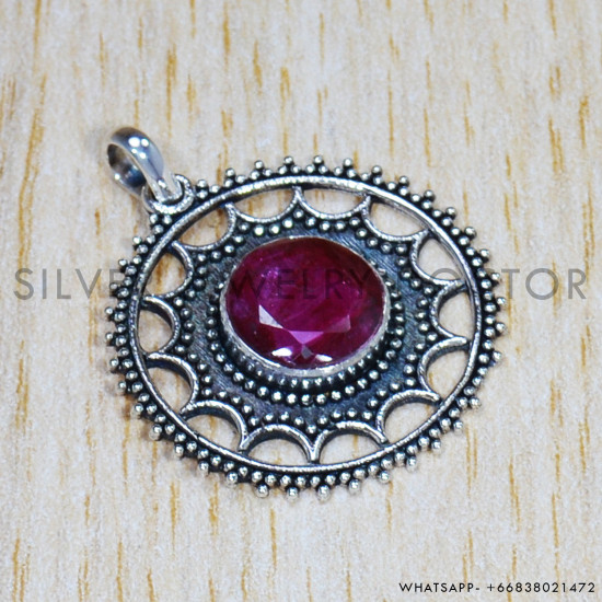 Ruby 925 Sterling Silver Pendant (SJWP-1123)