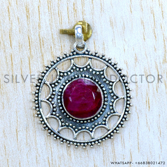 Ruby 925 Sterling Silver Pendant (SJWP-1123)