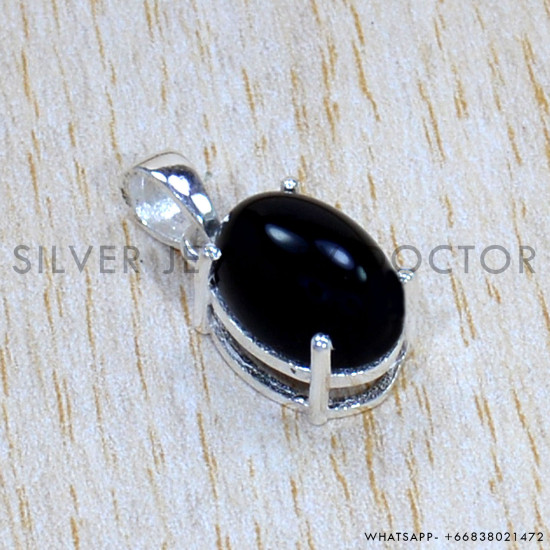 Black Onyx 925 Sterling Silver Pendant (SJWP-1124)