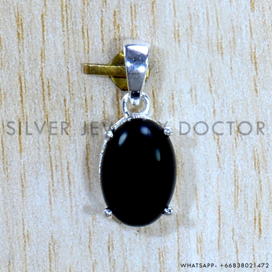 Black Onyx 925 Sterling Silver Pendant (SJWP-1124)