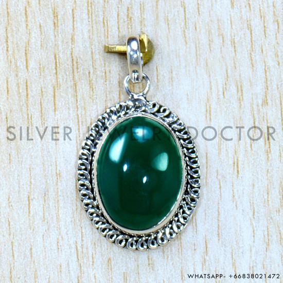 Green Onyx 925 Sterling Silver Pendant (SJWP-1130)