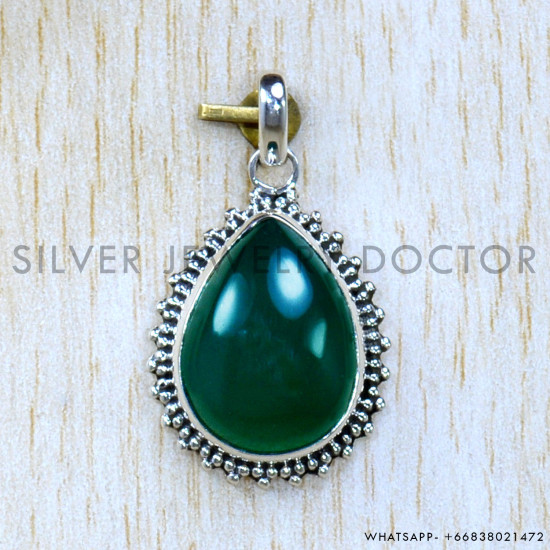 Green Onyx 925 Sterling Silver Pendant (SJWP-1137)