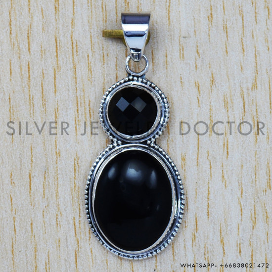 Black Onyx 925 Sterling Silver Pendant (SJWP-114) Black Onyx 925 Sterling Silver Pendant (SJWP-114)