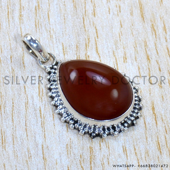 Carnelian 925 Sterling Silver Pendant (SJWP-1142)
