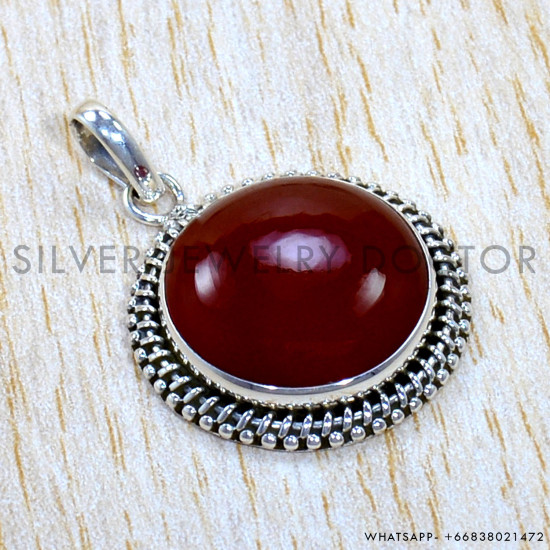 Carnelian 925 Sterling Silver Pendant (SJWP-1144)