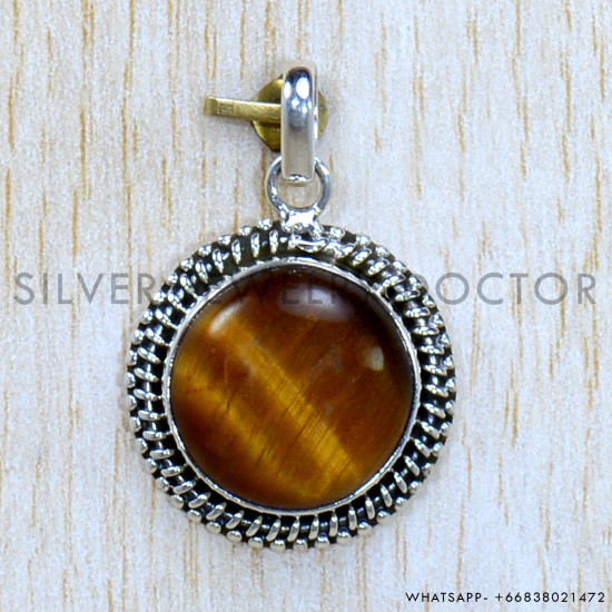 Tiger Eye 925 Sterling Silver Pendant (SJWP-1145)