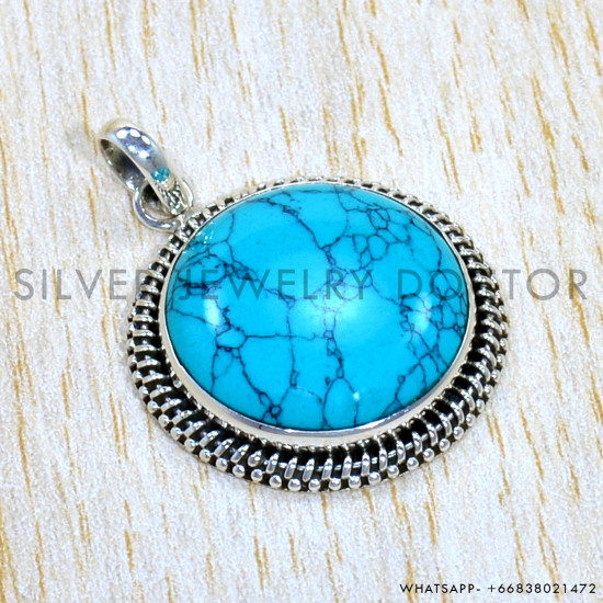 Turquoise 925 Sterling Silver Pendant (SJWP-1146)