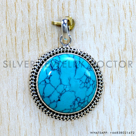 Turquoise 925 Sterling Silver Pendant (SJWP-1146)