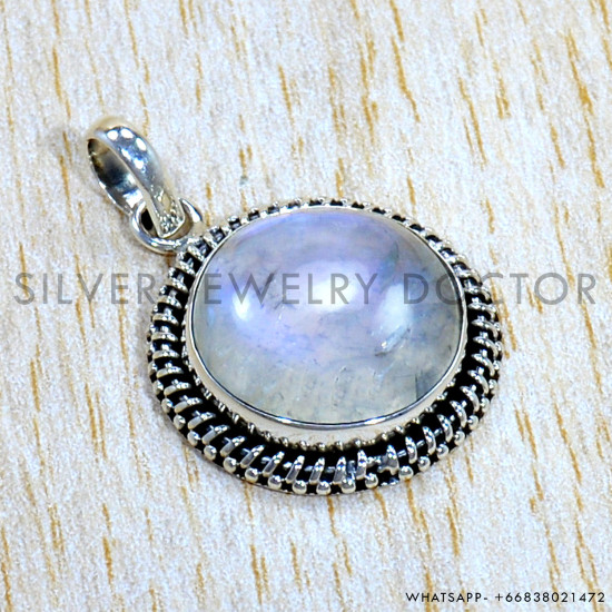 Rainbow Moonstone 925 Sterling Silver Pendant (SJWP-1147)
