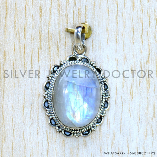 Rainbow Moonstone 925 Sterling Silver Pendant (SJWP-1150)