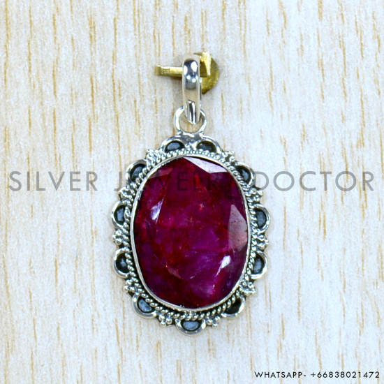 Ruby 925 Sterling Silver Pendant (SJWP-1154)