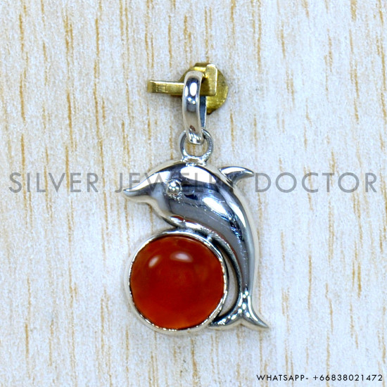 Carnelian 925 Sterling Silver Pendant (SJWP-1157)