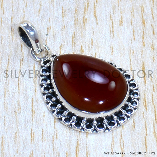 Carnelian 925 Sterling Silver Pendant (SJWP-1173)