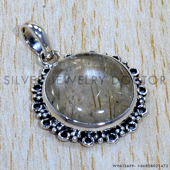 Golden Rutile 925 Sterling Silver Pendant (SJWP-1177)