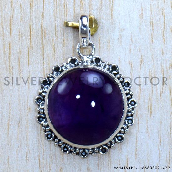 Amethyst 925 Sterling Silver Pendant (SJWP-1178)