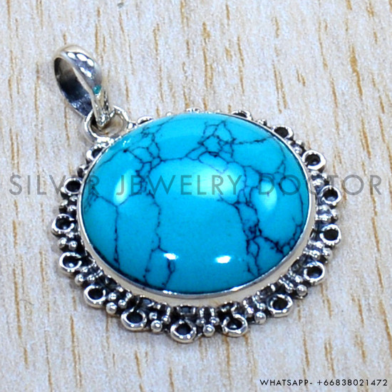 Turquoise 925 Sterling Silver Pendant (SJWP-1179)