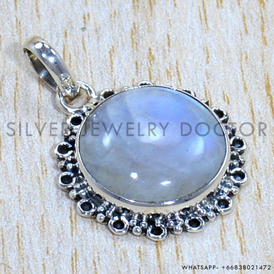 Rainbow Moonstone 925 Sterling Silver Pendant (SJWP-1180)