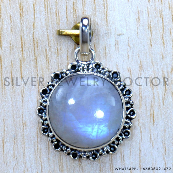 Rainbow Moonstone 925 Sterling Silver Pendant (SJWP-1180)