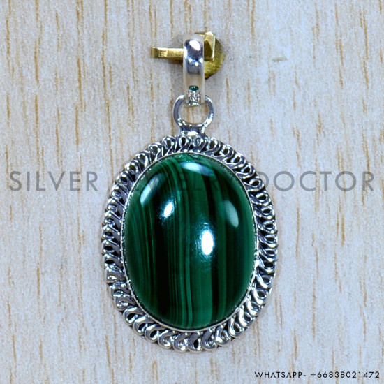Malachite 925 Sterling Silver Pendant (SJWP-1182)