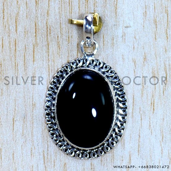 Black Onyx 925 Sterling Silver Pendant (SJWP-1184)