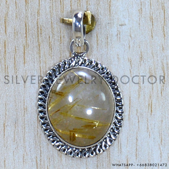 Golden Rutile 925 Sterling Silver Pendant (SJWP-1185)