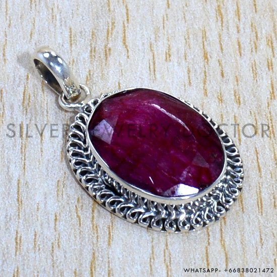 Ruby 925 Sterling Silver Pendant (SJWP-1186)