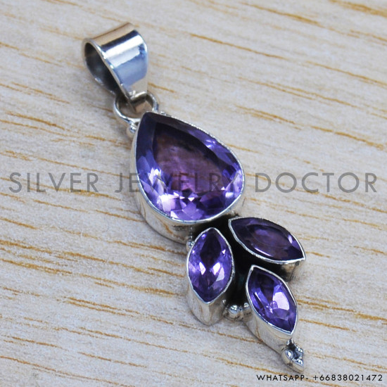 Amethyst 925 Sterling Silver Pendant (SJWP-119) Amethyst 925 Sterling Silver Pendant (SJWP-119)