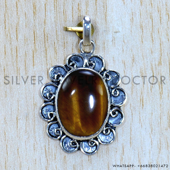 Tiger Eye 925 Sterling Silver Pendant (SJWP-1190)