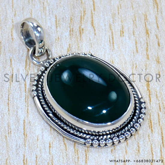Green Onyx 925 Sterling Silver Pendant (SJWP-1193)