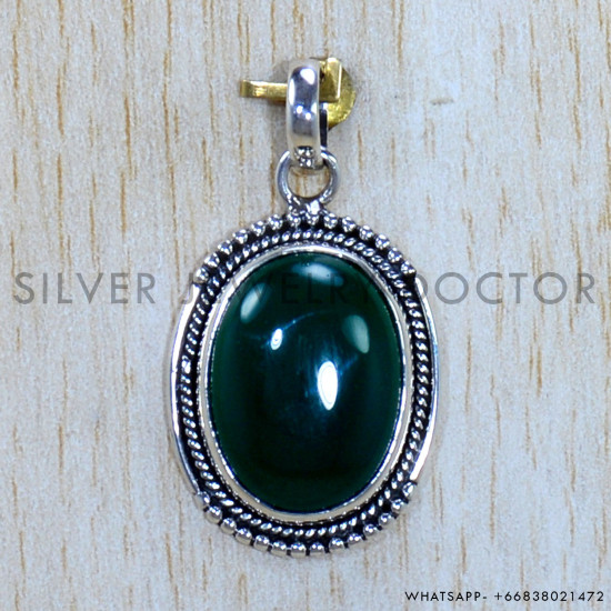 Green Onyx 925 Sterling Silver Pendant (SJWP-1193)