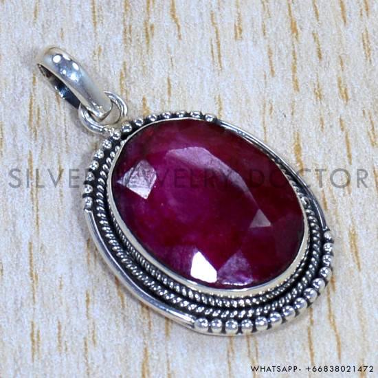 Ruby 925 Sterling Silver Pendant (SJWP-1195)