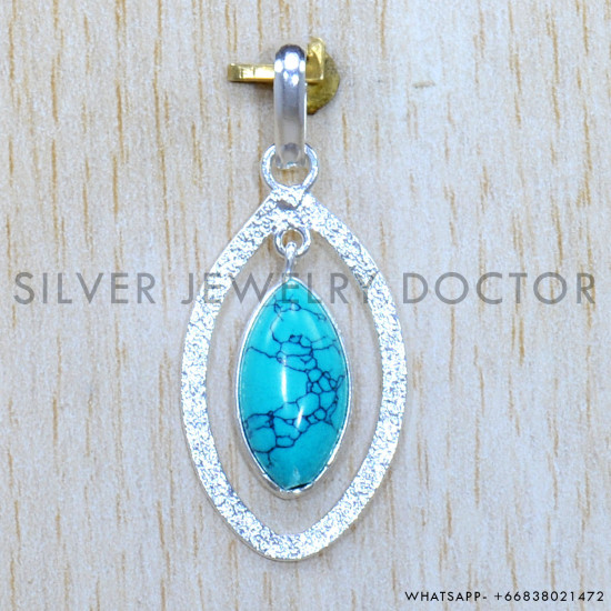 Turquoise 925 Sterling Silver Pendant (SJWP-1198)