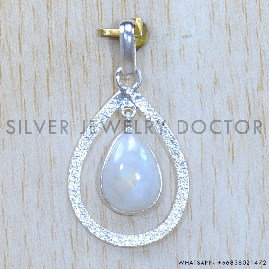Rainbow Moonstone 925 Sterling Silver Pendant (SJWP-1201)