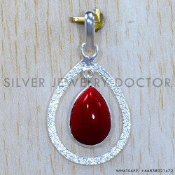 Coral 925 Sterling Silver Pendant (SJWP-1206)