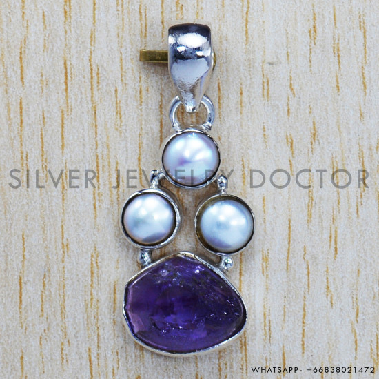 Amethyst 925 Sterling Silver Pendant (SJWP-121) Amethyst 925 Sterling Silver Pendant (SJWP-121)