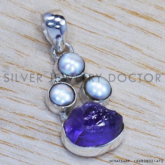 Amethyst 925 Sterling Silver Pendant (SJWP-121) Amethyst 925 Sterling Silver Pendant (SJWP-121)