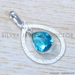 Blue Topaz 925 Sterling Silver Pendant (SJWP-1210)