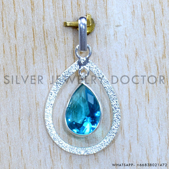 Blue Topaz 925 Sterling Silver Pendant (SJWP-1210)