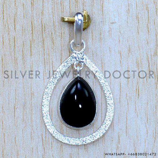 Black Onyx 925 Sterling Silver Pendant (SJWP-1211)