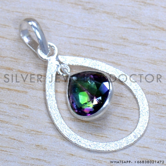 Mystic Topaz 925 Sterling Silver Pendant (SJWP-1212)