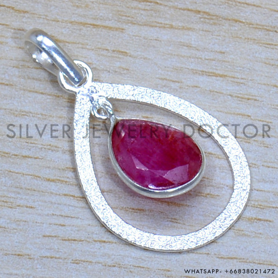 Ruby 925 Sterling Silver Pendant (SJWP-1213)