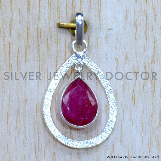 Ruby 925 Sterling Silver Pendant (SJWP-1213)