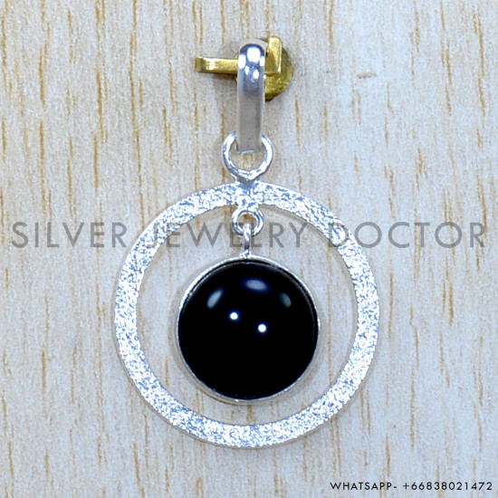 Black Onyx 925 Sterling Silver Pendant (SJWP-1219)