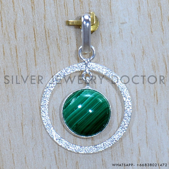 Malachite 925 Sterling Silver Pendant (SJWP-1221)