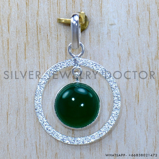 Green Onyx 925 Sterling Silver Pendant (SJWP-1225)